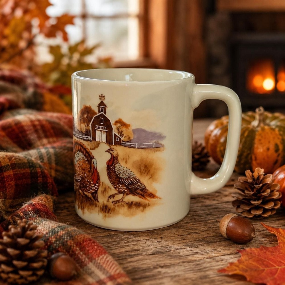Vintage Otagiri Turkey Mug Farmhouse Autumn Thanksgiving Coffee Cup
